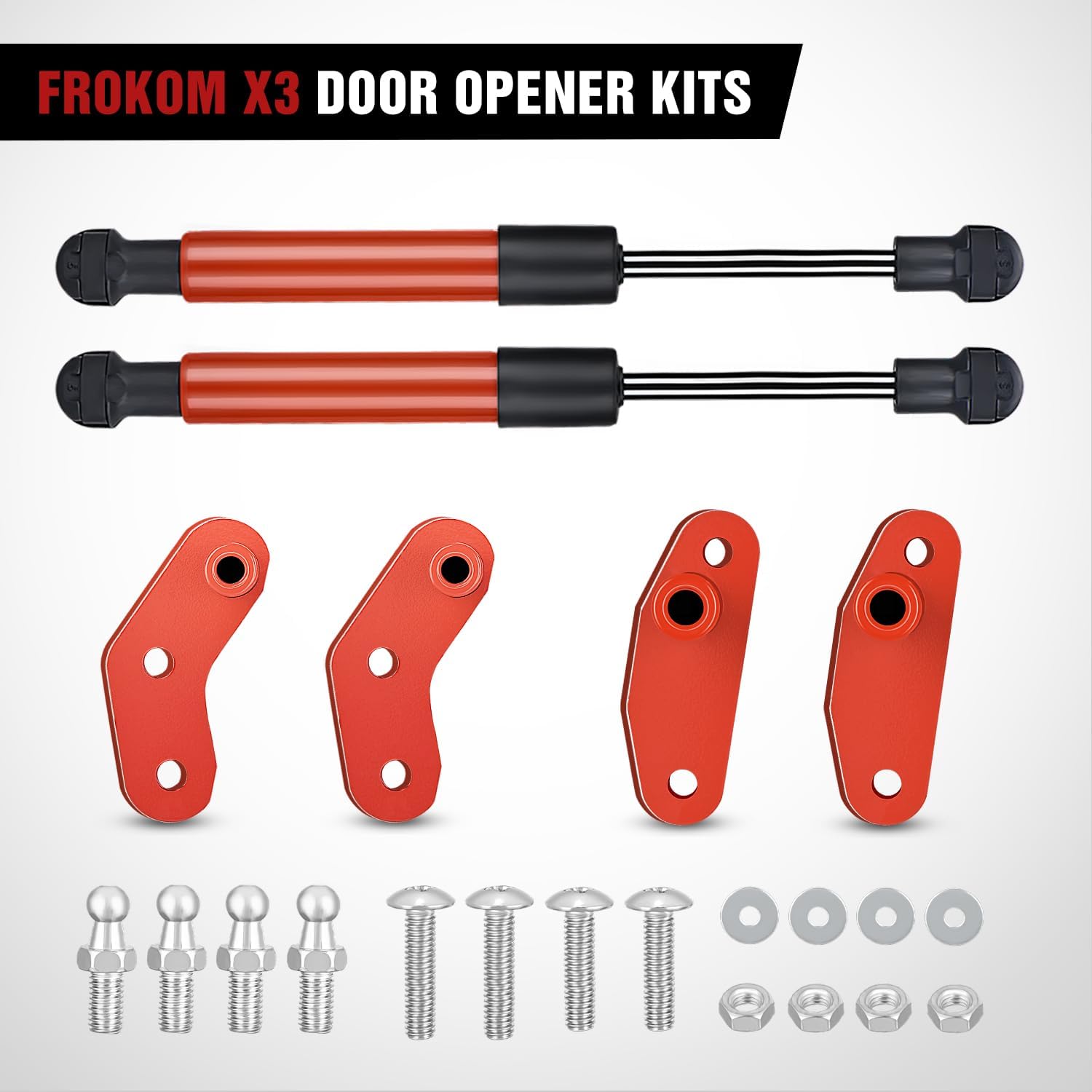X3 Door Opener Kits Door Shocks Struts Fit for 2017 2018 2019 2020 2021 2022 2023 Can Am Maverick X3 and X3 Max Front and Rear Doors-Red