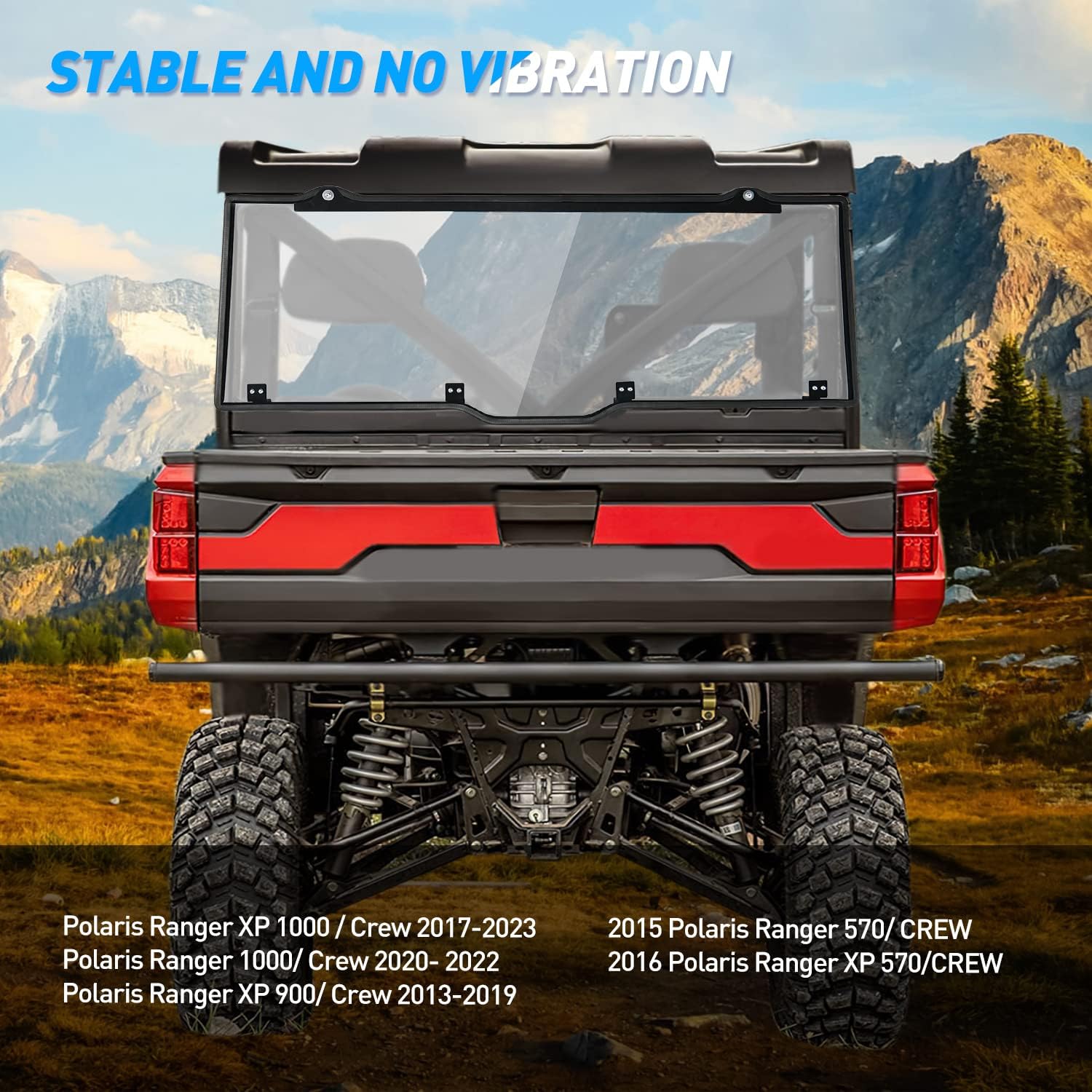 Rear Windshield Ranger XP 1000 Window Fit For 2017-2023 Polaris Ranger XP 1000/XP 1000 Crew/High Lifter Edition/ NorthStar Edition / 2015-2018 1000 Diesel Crew/2021-2023 Waterfowl Edition