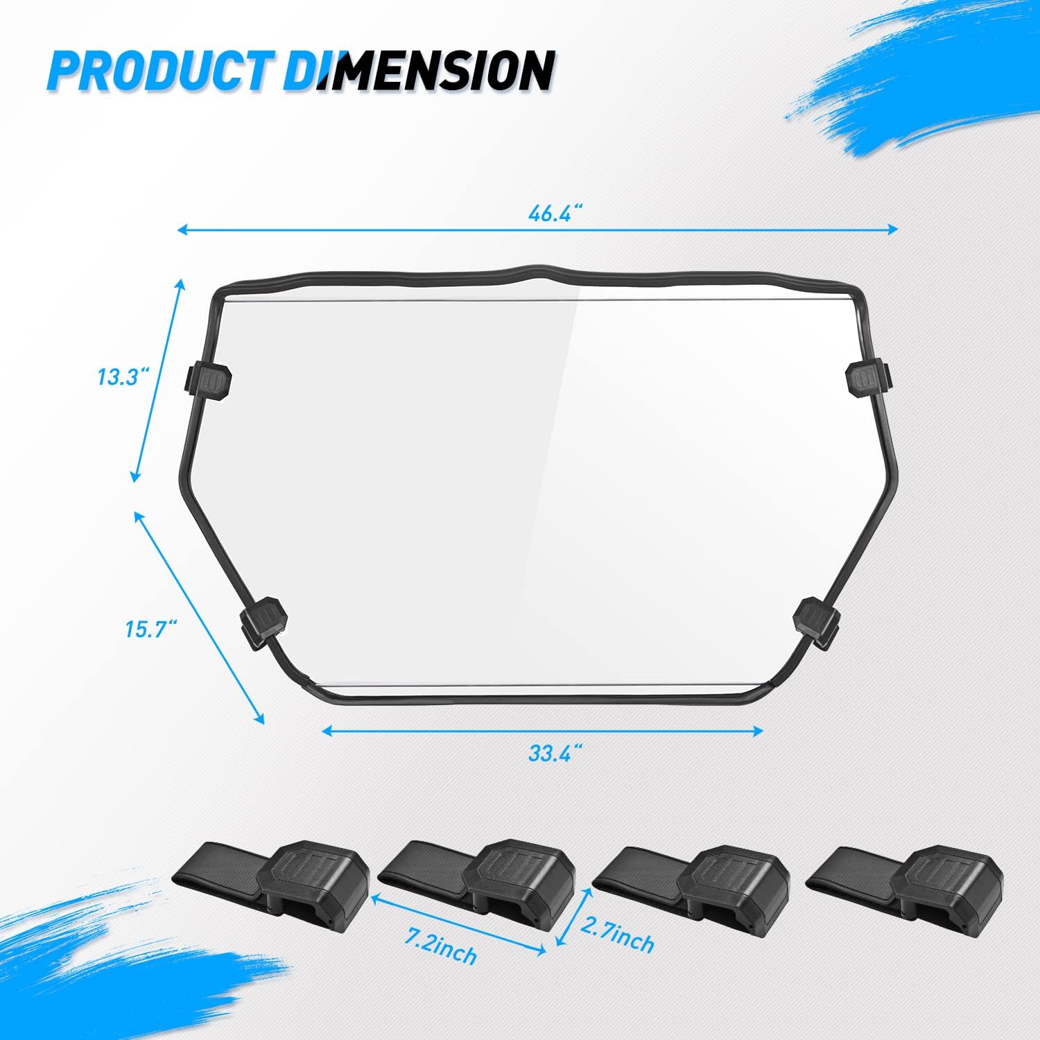 Front Full Windshield Fit For 2022 2023 CFMOTO ZFORCE 950 H.O. SPORT/950 H.O. EX/2020-2022 CFMOTO ZFORCE 950 SPORT(Not fit 2023 ZFORCE 950 SPORT)Scratch Resistant PC Front Wind Screen