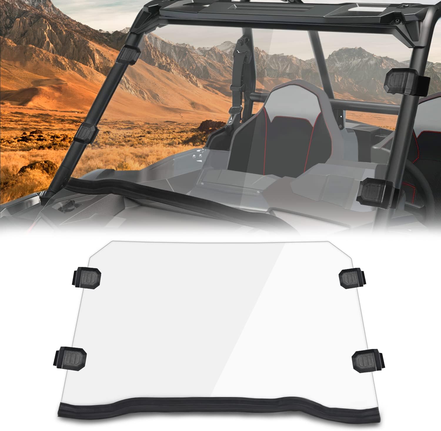 Front Full Windshield RZR 1000 Windshield Fit For 2014 2015 2016 2017 2018 Polaris RZR XP Turbo / XP 4 Turbo / XP Turbo EPS/ RZR XP 1000 / XP 1000 EPS / XP 4 1000 / XP 4 1000 EPS/ RZR 900