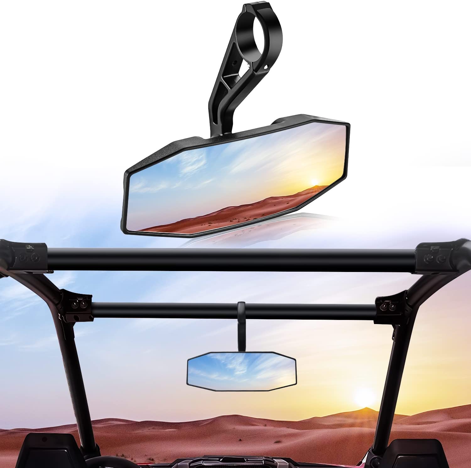 Rear View Center Mirror Compatible with RZR for 1.75” Roll Bar, Wide angle UTV rearview mirror Compatible with 2015-2023 Polaris general RZR Ranger 570/900/1000 XP, Arctic Cat Wildcat #2881540