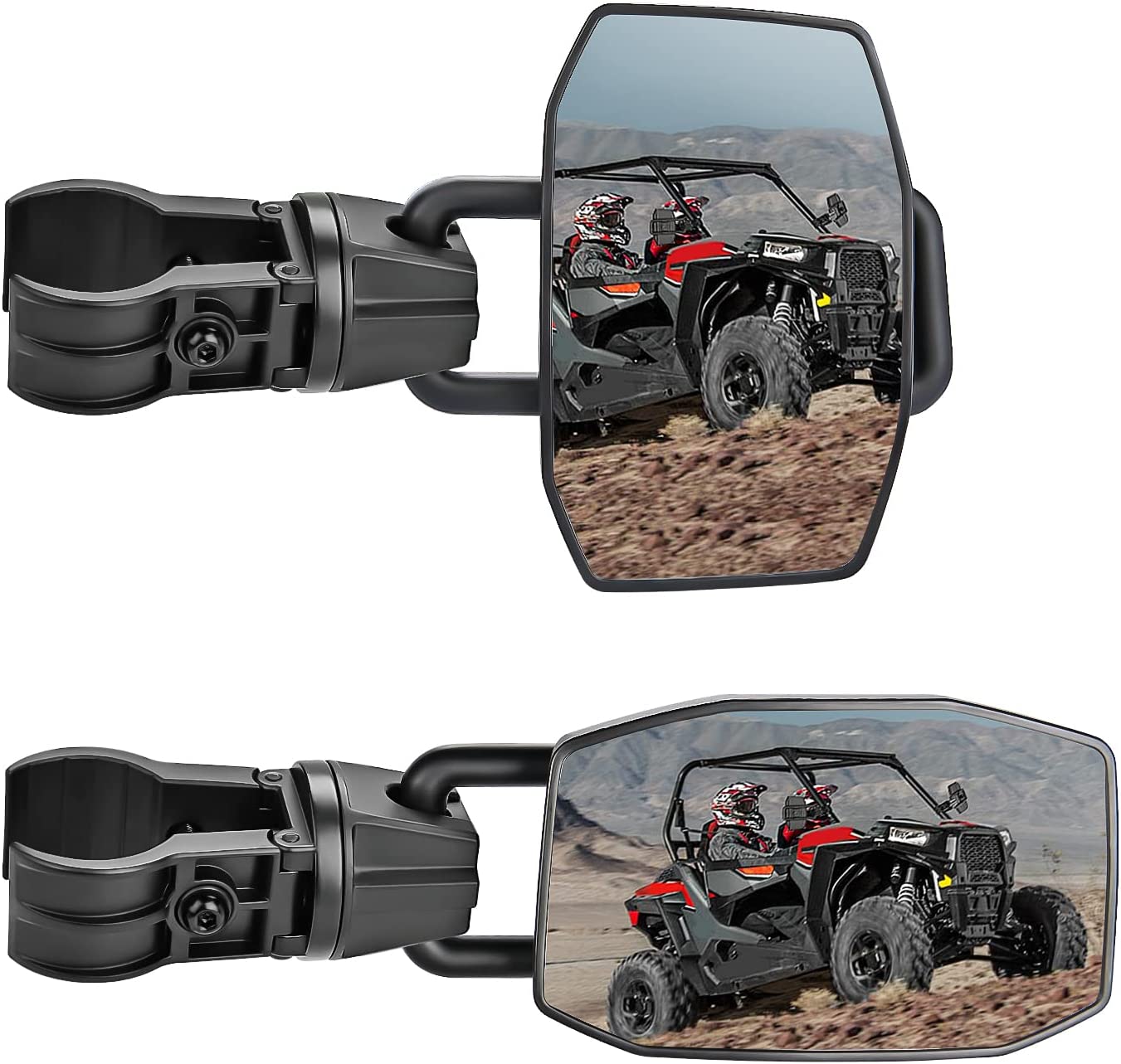 UTV Side Mirrors Fit 1.75"to 2" Roll Bar Cage, Aluminum Solid Side View Mirrors Compatible with Polaris RZR Can Am Maverick X3 Talon Pioneer 1000 Wolverine Kawasaki Teryx SXS