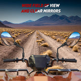 Motorcycle ATV Mirrors With 360 Degree Ball-Type pivot and 7/8" Handlebar Mount for Snowmobile Scooter Moped Dirt Bike polaris dirt bike, 8mm 10mm adapter nuts